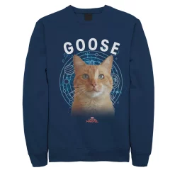 Juniors' Captain Marvel Goose Cat Portrait Fleece Sweatshirt