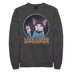 Juniors' Star Trek The Original Series Spock Cat Portrait Crew Sweatshirt