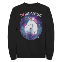Juniors' Minions I Love Fluffy Unicorns Portrait Sweatshirt
