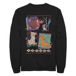 Juniors Disney The Lion King Retro Group Shot Patterns Crew Fleece