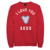 Juniors' Marvel Avengers Endgame Iron Man I Love You 3000 Blue Arc Reactor Fleece Sweater