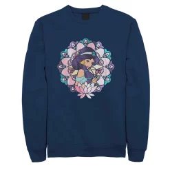 Juniors' Disney's Aladdin Jasmine Watercolor Floral Portrait Fleece Sweater