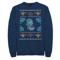 Juniors' Disney's Aladdin Genie Ugly Christmas Sweater Style Fleece Sweatshirt