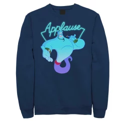 Juniors' Disney's Aladdin Genie Applause Neon Sign Fleece Sweatshirt