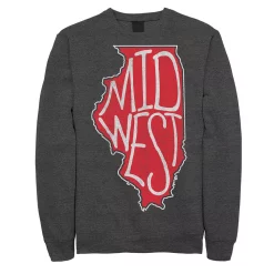 Juniors' Fifth Sun "Midwest" Illinois State Outline Fleece Sweatshirt