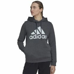 Women's adidas Essentials Logo Fleece Hoodie 17 Women's adidas Essentials Logo Fleece Hoodie -Vans Shop 4975137 Dark Gray Heather
