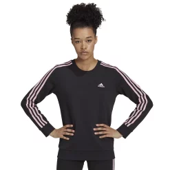 Women's adidas Essentials 3-Stripes Fleece Sweatshirt 19 Women's adidas Essentials 3-Stripes Fleece Sweatshirt -Vans Shop 5011194 Black