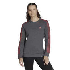Women's adidas Essentials 3-Stripes Fleece Sweatshirt 15 Women's adidas Essentials 3-Stripes Fleece Sweatshirt -Vans Shop 5011194 Dark Gray Heather