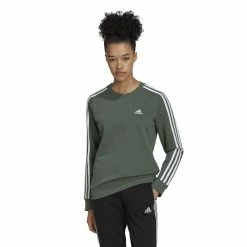 Women's adidas Essentials 3-Stripes Fleece Sweatshirt 18 Women's adidas Essentials 3-Stripes Fleece Sweatshirt -Vans Shop 5011194 Green Oxide