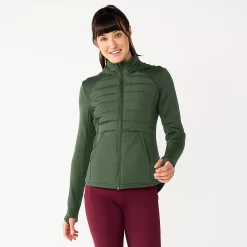 Women's Tek Gear® Hooded Mixed-Media Jacket -Vans Shop 5561979 Esta Olive