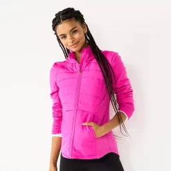 Women's Tek Gear® Hooded Mixed-Media Jacket -Vans Shop 5561979 Fuchsia