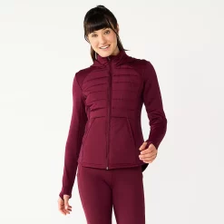 Women's Tek Gear® Hooded Mixed-Media Jacket -Vans Shop 5561979 Night Sangria