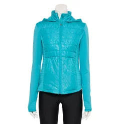 Women's Tek Gear® Hooded Mixed-Media Jacket -Vans Shop 5561979 Teal Embossed Print