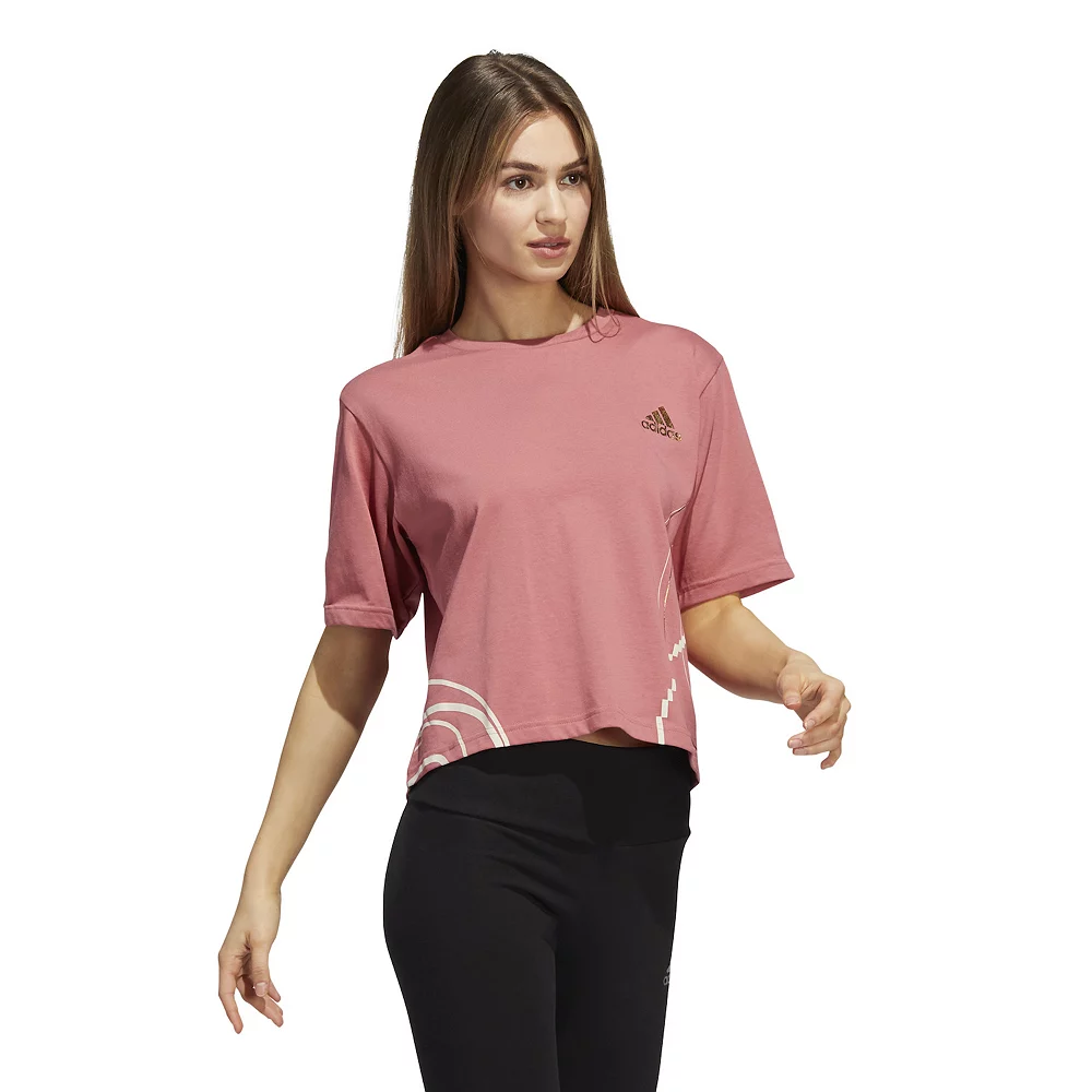 Women's adidas Holiday Fleece Graphic Crop Top 4 Women's adidas Holiday Fleece Graphic Crop Top - Image 4
