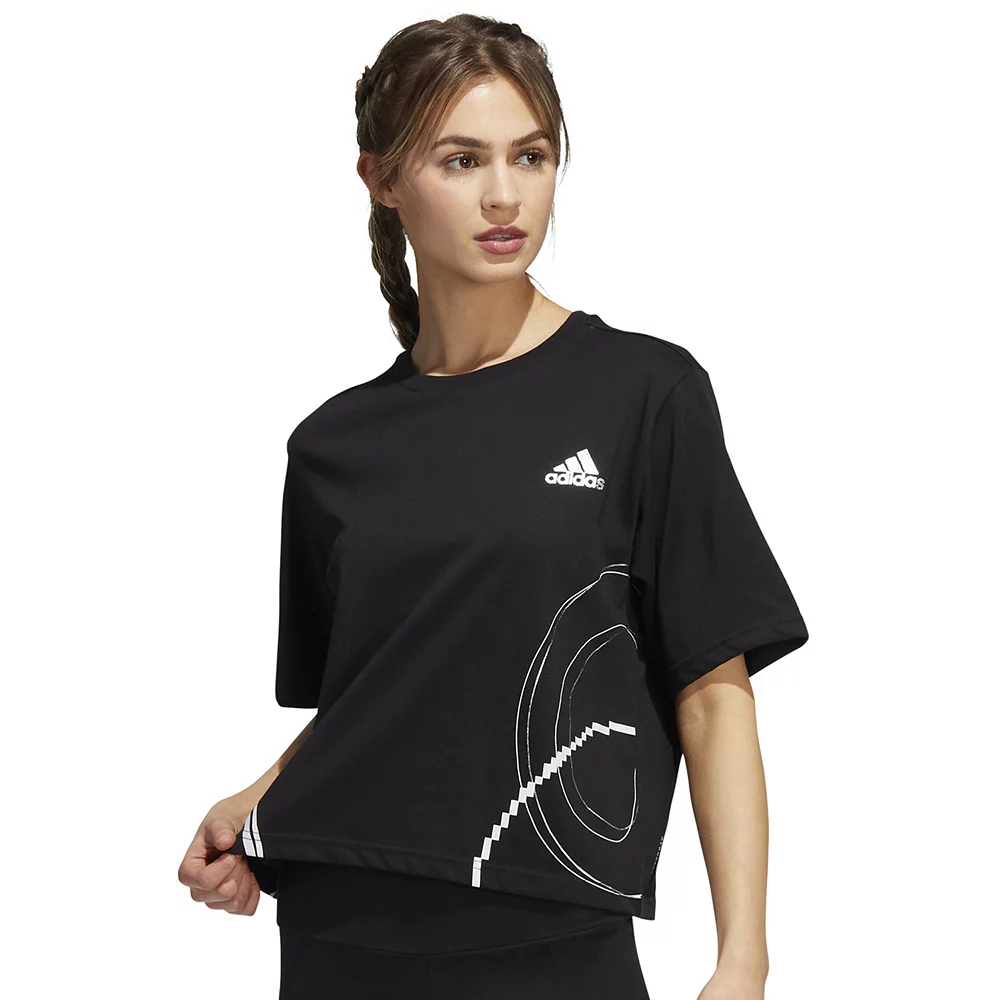 Women's adidas Holiday Fleece Graphic Crop Top 1 Women's adidas Holiday Fleece Graphic Crop Top