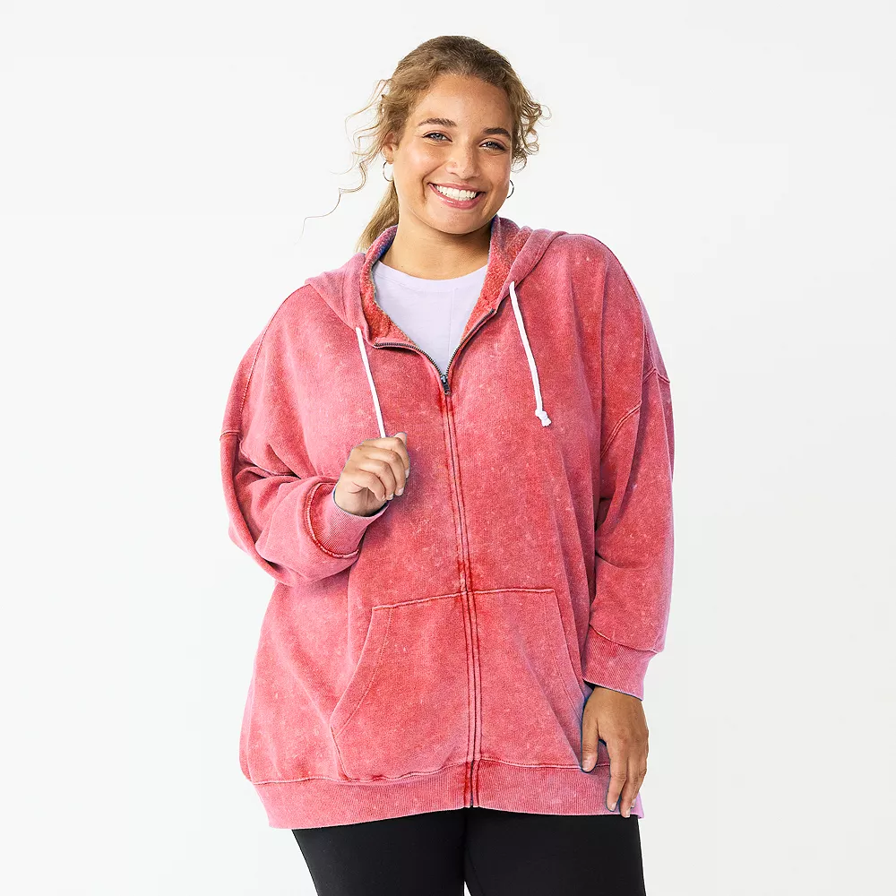 Juniors' Plus Size SO® Solid Oversized Zip-Up Hoodie - Image 7