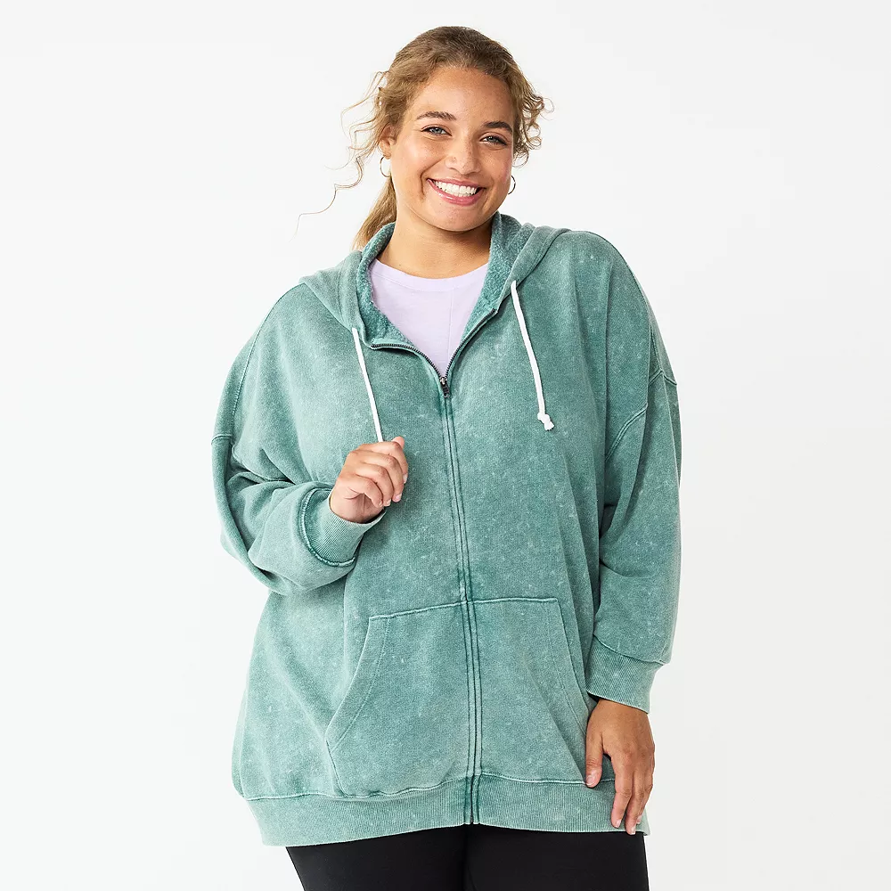 Juniors' Plus Size SO® Solid Oversized Zip-Up Hoodie - Image 5