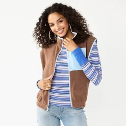 Juniors' SO® Sherpa Vest -Vans Shop 5675921 Heirloom Brown