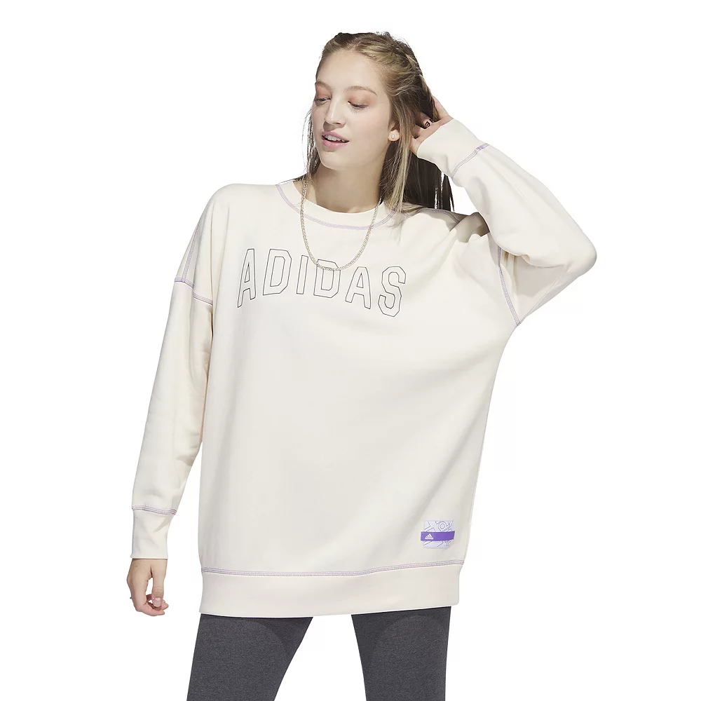 Women's adidas Sportswear Graphic Oversized Fleece Crewneck 4 Women's adidas Sportswear Graphic Oversized Fleece Crewneck - Image 4