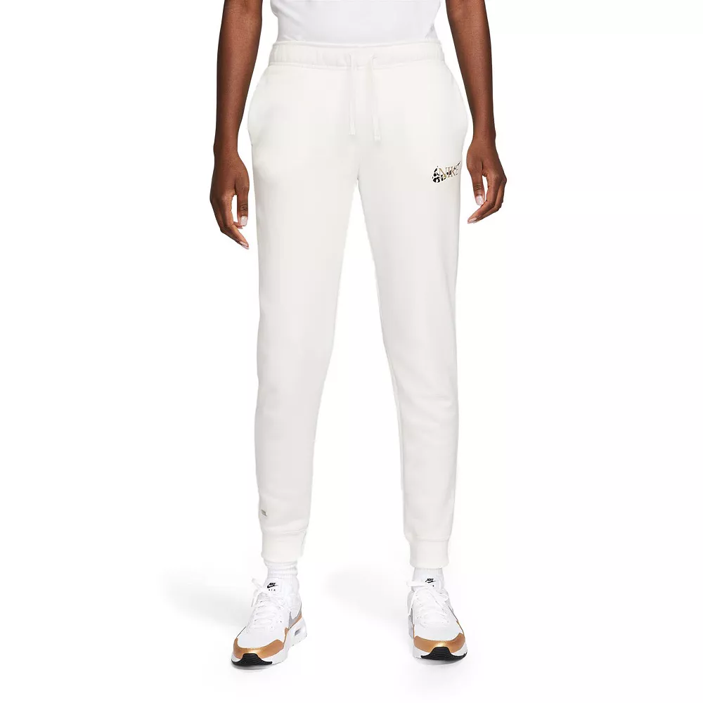 Women's Nike Sportswear Club Fleece Leopard-Print Logo Pants 1 Women's Nike Sportswear Club Fleece Leopard-Print Logo Pants